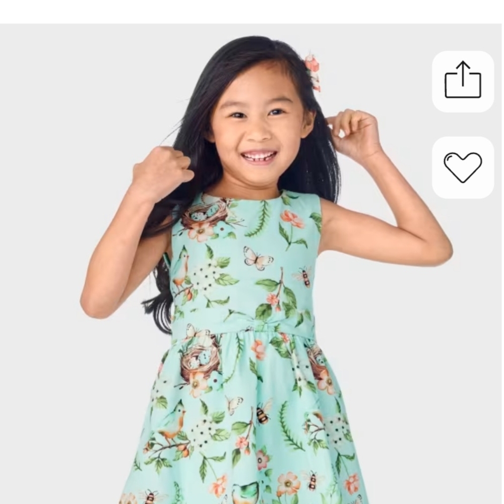 Gymboree Floral and Bird Blue, Green Dress Size 4T